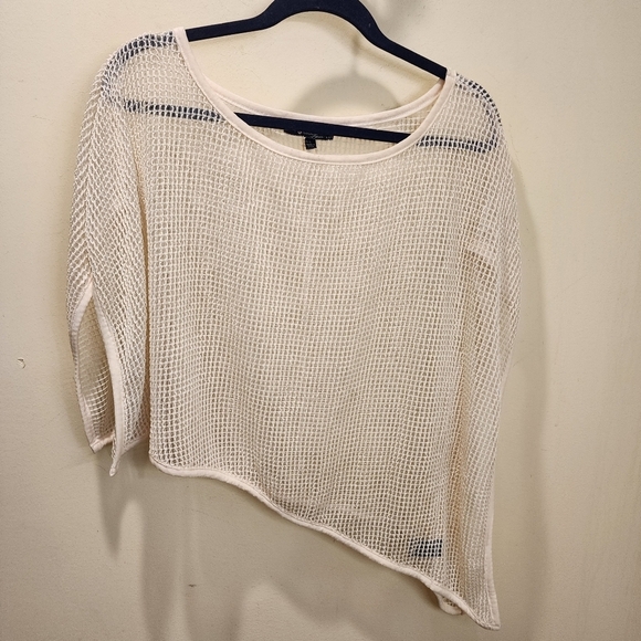 Um Gee Ivory Fishnet High Low boho top size L - Picture 8 of 9